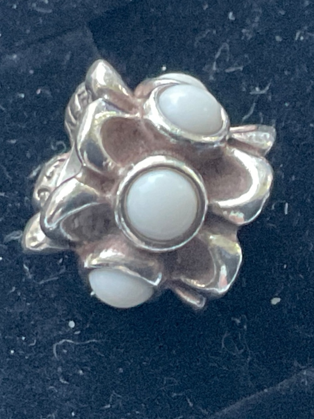 Pandora Silver Floral Charm with White Cabochons